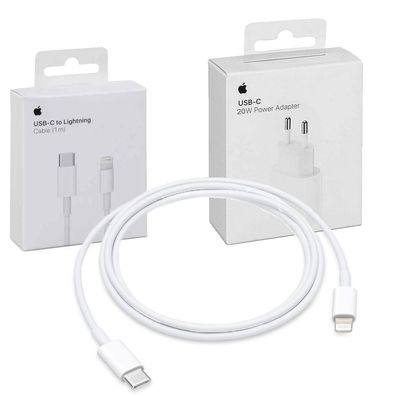 Original F. Apple iPhone 12 Pro Max USB-C Ladegerät 20W USB-C 1m Lightning Kabel