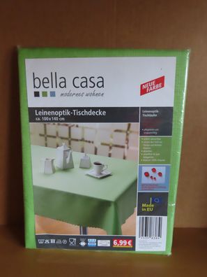 Leinenoptik-Tischdecke Tischläufer grün ca. 100x140cm/ Bella casa
