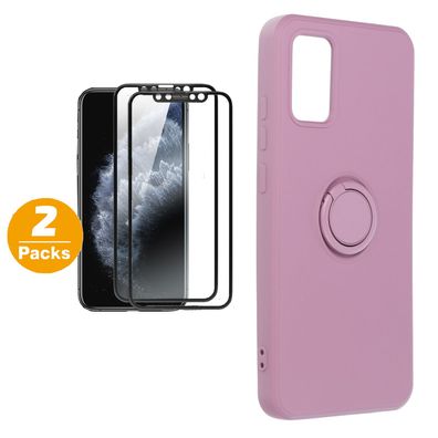 Ring Handyhülle Für Samsung S21 Plus Ultra mit Glasfolie Schutz Violett Lila