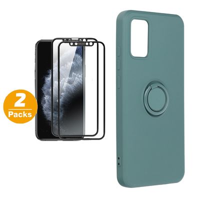 Ring Handyhülle Case Für Samsung S22 Plus Ultra mit Glasfolie Schutz Hülle Grün