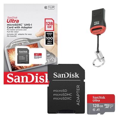 128GB Sandisk Speicherkarten f. Samsung Galaxy S20 Ultra Micro SDXC + Kartenleser