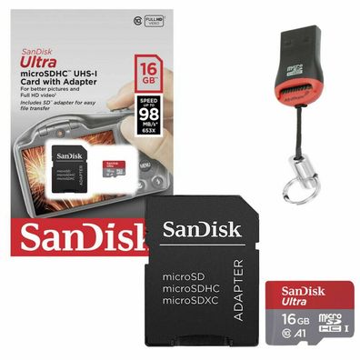 16 - 128GB SanDisk Speicherkarten Für Oppo A16 Micro SD SDXC + Kartenleser