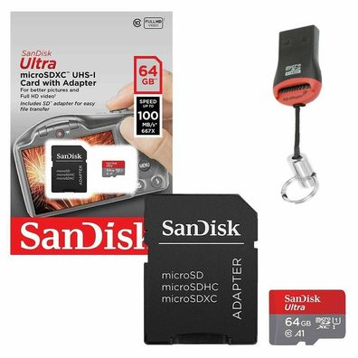 Sandisk Für Huawei P30 lite New Edit. Speicherkarte 64GB Micro SD + Kartenleser