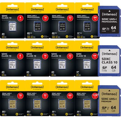 SD Speicherkarte Intenso 4/8/16/32/64/128 GB Klasse 10 SDHC SDXC Speicherkarte