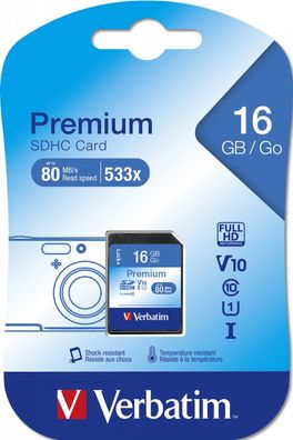 Verbatim Premium U1 SD Karte V10 Speicherkarte SDXC 16GB 32GB 64GB 128GB 256GB