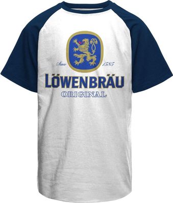 Löwenbräu Original Logo Baseball T-Shirt White-Navy