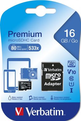 Verbatim microSD Premium 16GB 32GB 64GB 128GB 256GB Class 10 Speicherkarte