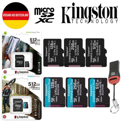 Micro SD Karte Speicherkarte 32GB 64GB 128GB 256GB 512GB Kingston 100 - 170MB/ s