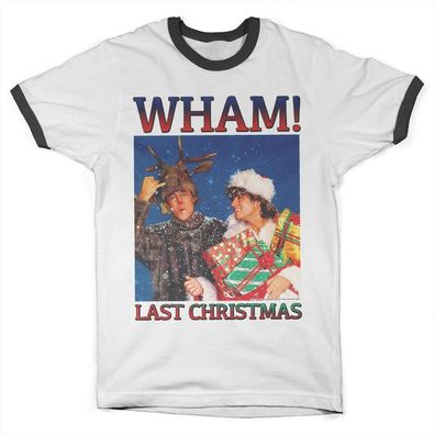 Wham! Last Christmas Ringer Tee T-Shirt White-Black