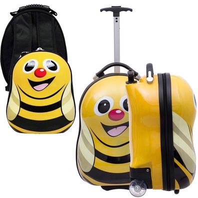 Kinderkoffer + Rucksack Kofferset Reisekoffer Kindergepäck 2-Teilig Biene