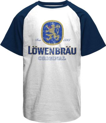 Löwenbräu Washed Logo Baseball T-Shirt White-Navy
