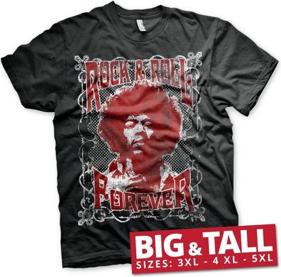 Jimi Hendrix Rock 'n Roll Forever Big & Tall T-Shirt Black