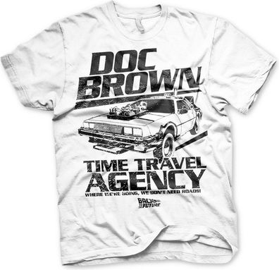 Back to the Future Doc Brown Time Travel Agency T-Shirt White