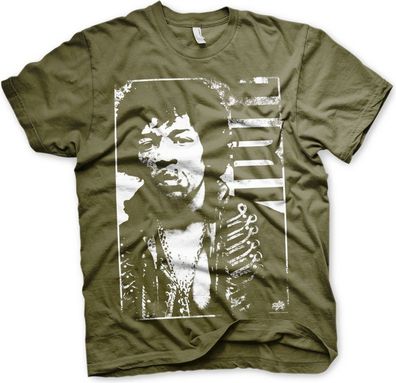 Jimi Hendrix Distressed T-Shirt Olive