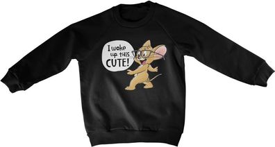 Tom & Jerry I Woke Up This Cute Kids Sweatshirt Kinder Black