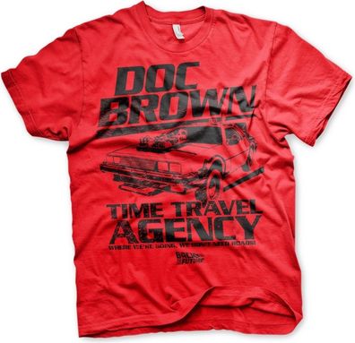 Back to the Future Doc Brown Time Travel Agency T-Shirt Red