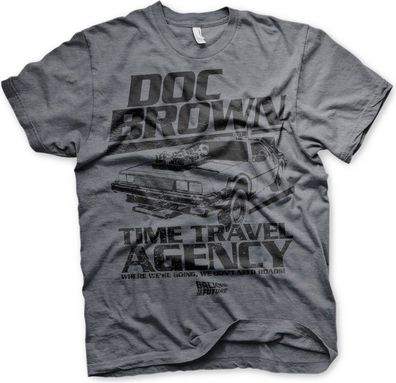 Back to the Future Doc Brown Time Travel Agency T-Shirt Dark-Heather