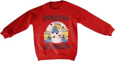 Minions Normal Life Is Boring Kids Sweatshirt Kinder Red