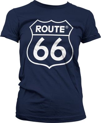 Route 66 Logo Girly Tee Damen T-Shirt Navy