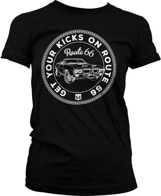 Get Your Kicks On Route 66 Girly Tee Damen T-Shirt Black