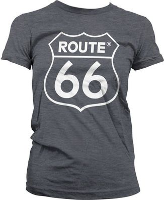 Route 66 Logo Girly Tee Damen T-Shirt Dark-Heather