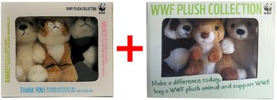 WWF 6er-Set Plüschfiguren Polarbär, Tiger, Pandabär und Polarbär, Eichhörnchen,