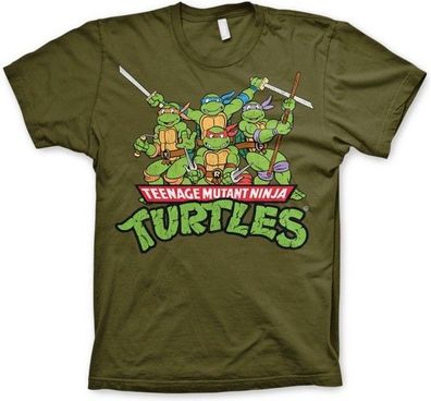 Teenage Mutant Ninja Turtles Turtles Distressed Group T-shirt Olive