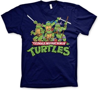 Teenage Mutant Ninja Turtles Turtles Distressed Group T-shirt Navy