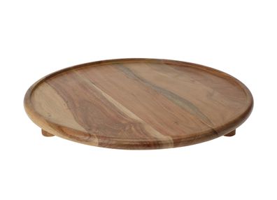 Akazien Servier Teller rund natur - 37 cm - Holz Käse Wurst Tablett Tapas Platte