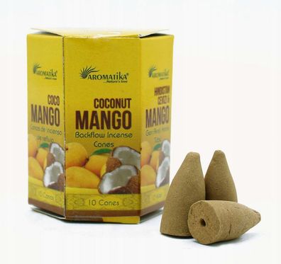 10 Räucherkegel Rückfluss Cocos Mango nach frische und Leichtigkeit