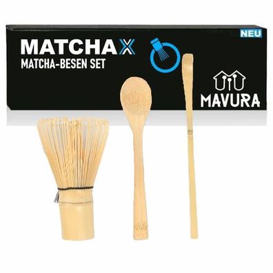 Matchax Matcha Besen Set Bambusbesen Chasen Teelöffel Chashaku Teezeremonie 3tlg