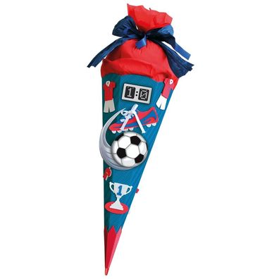 Roth Schultüten-Bastelset Soccer, rot, 68 cm, eckig, Kreppverschluss, mit Moosgummi,