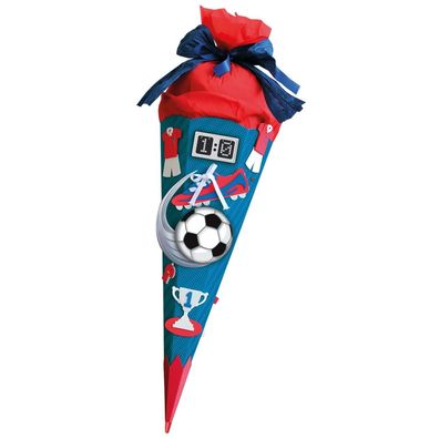 Roth Schultüten-Bastelset Soccer mit Sound, rot, 68 cm, eckig, Kreppverschluss, mit M