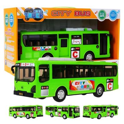 Interaktiver Schulbus für Kinder ab 3 Jahren, grün + Türen zum Öffnen + Lichtgeräu...