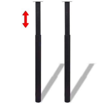 2 x Teleskopfuß Tischfuß Stützfuß Tischbein Schwarz 710 mm-1100 mm