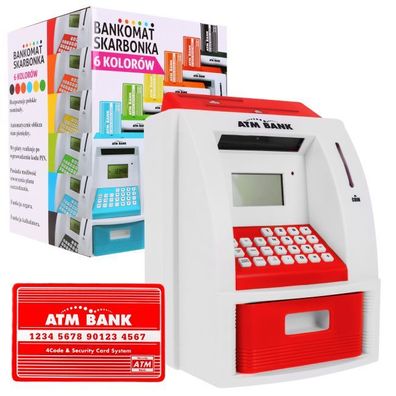 Geldautomaten-Sparschwein für Kinder ab 3 Jahren, rot. Interaktive Funktionen + ...
