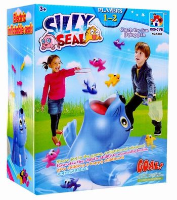 Fröhlicher Seehund mit Fisch für Kinder ab 3 Jahren Arcade-Spiel Fische fangen + ...
