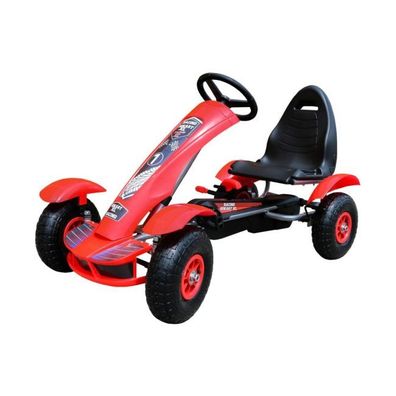 Racing XL Pedal-Gokart für Kinder ab 3 Jahren, Rot + Aufblasbare Räder + Sitzverst...