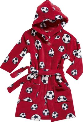 Playshoes Kinder Fleece-Bademantel Fußball Rot