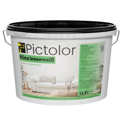 Pictolor® Klima-Innenweiß Silikat-Wohnraumfarbe Inhalt:12,5 Liter