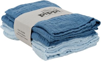 Pippi Baybwear Kinder Windeln Organic Cloth Muslin (4-Pack) 65x65 cm Baby Blue