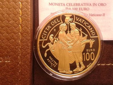 Original 100 euro 2023 PP Vatikan Nostra Aetate 30g Gold 917er