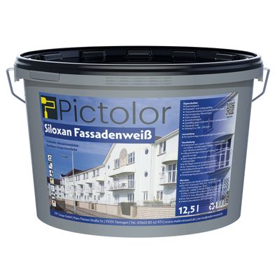 Pictolor® Fassadenweiß Siloxan-Fassadenfarbe Inhalt:12,5 Liter