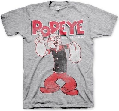 Popeye Distressed Sailor Man T-Shirt Heather-Grey