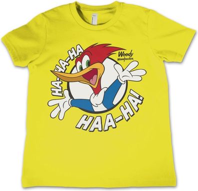 Woody Woodpecker HaHaHa Kids Tee Kinder T-Shirt Yellow