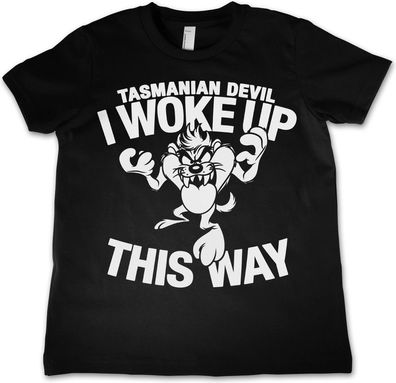 Looney Tunes Tasmanian Devil I Woke Up This Way Kids T-Shirt Kinder Black
