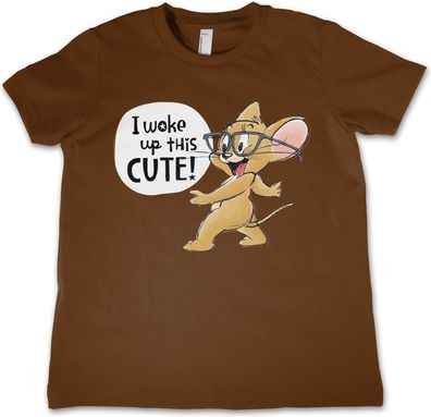 Tom & Jerry I Woke Up This Cute Kids T-Shirt Kinder Brown