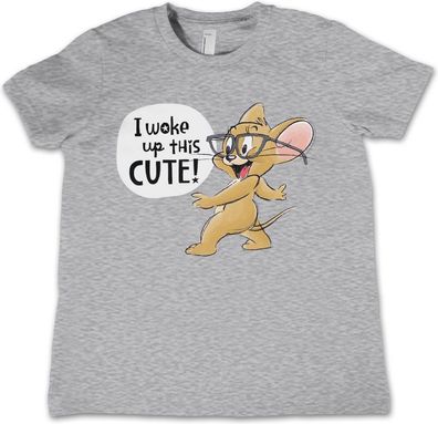 Tom & Jerry I Woke Up This Cute Kids T-Shirt Kinder Heather-Grey