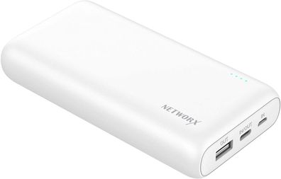 Networx Powerbank 20.000 mAh Zusatzakku USB-A/ USB-C weiß