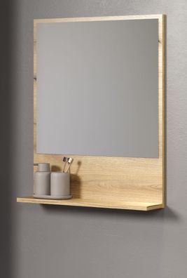 Bad Spiegel mit Ablage in Evoke Eiche 60 x 74 cm Badmöbel Badezimmerspiegel Bliss